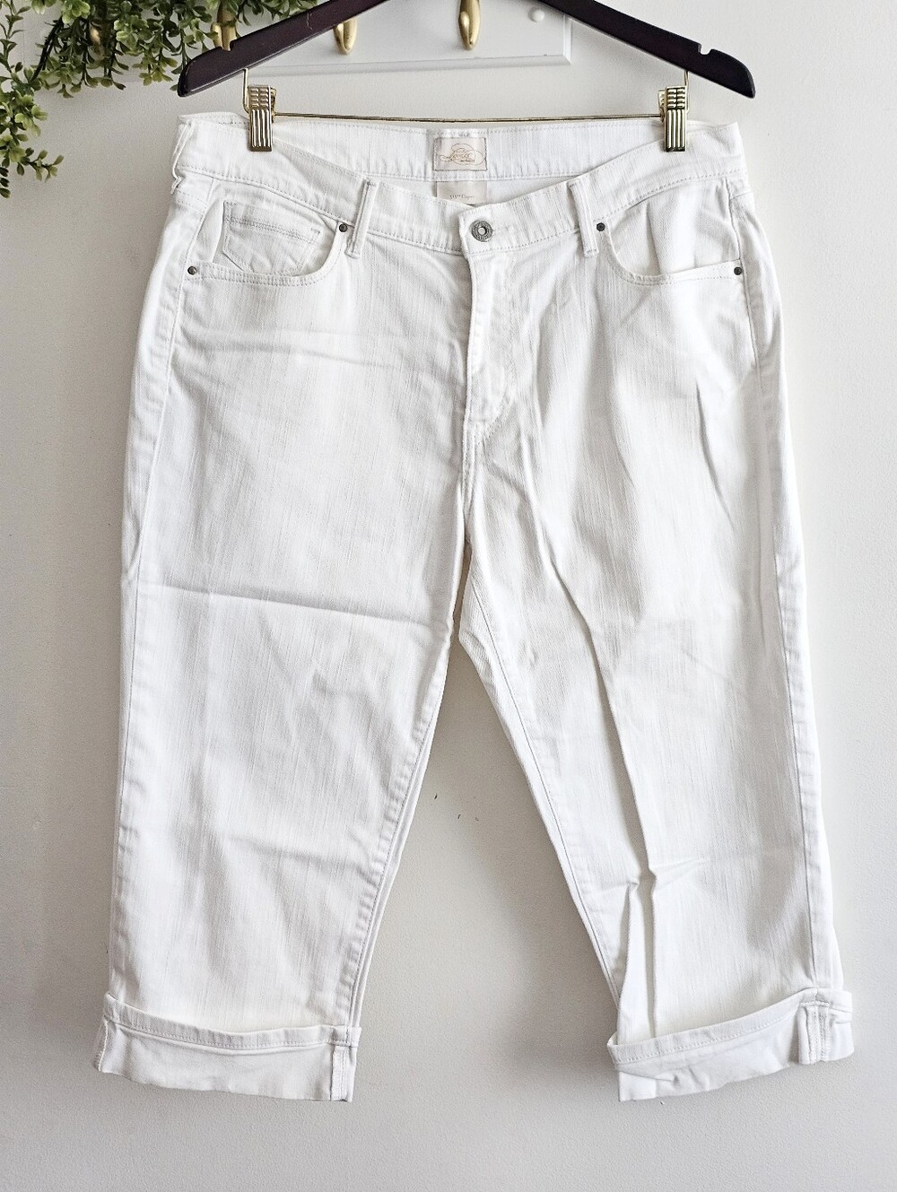 Vintage Levi’s 515 Capri Jeans White Denim High Rise Cropped Pants Women's 14